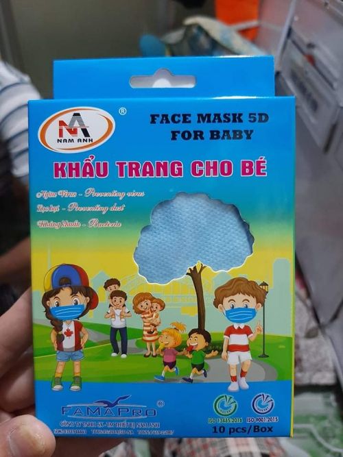 KHẨU TRANG 5D EM BÉ XANH (hộp 10c)