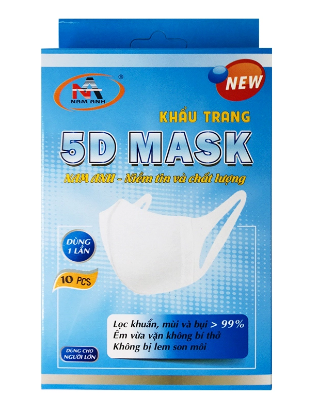 Khẩu trang 5D người lớn quai vaỉ (h10c)