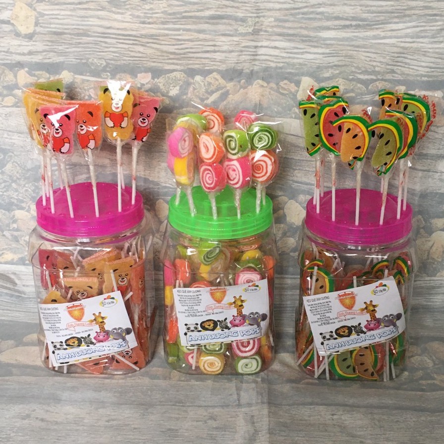 Kẹo dẻo que vị trái cây (hũ 50c)(BT)