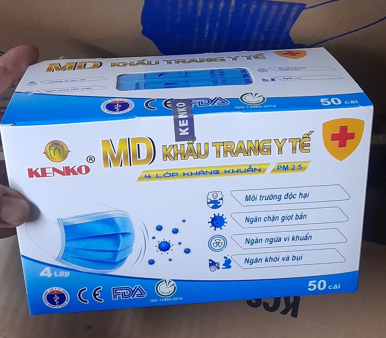 THÙNG KHẨU TRANG 4 LỚP KENKO XANH (T50h) 