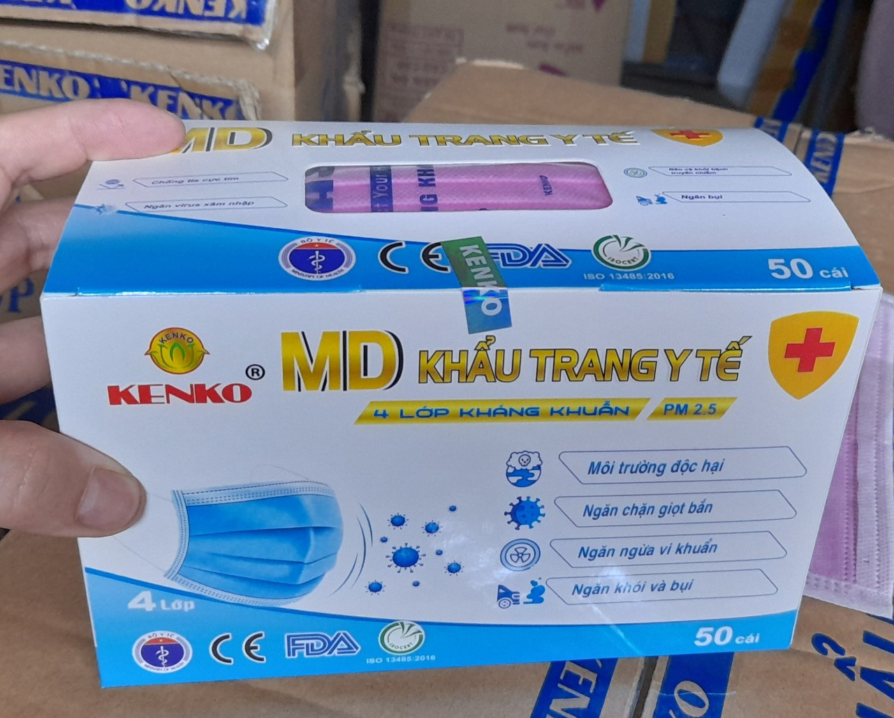 KHẨU TRANG 4 LỚP KENKO HỒNG (H50C)